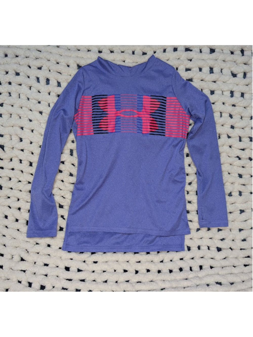 Under Armour Girls YSM Purple HeatGear Hoodie Long Sleeve Athletic Shirt